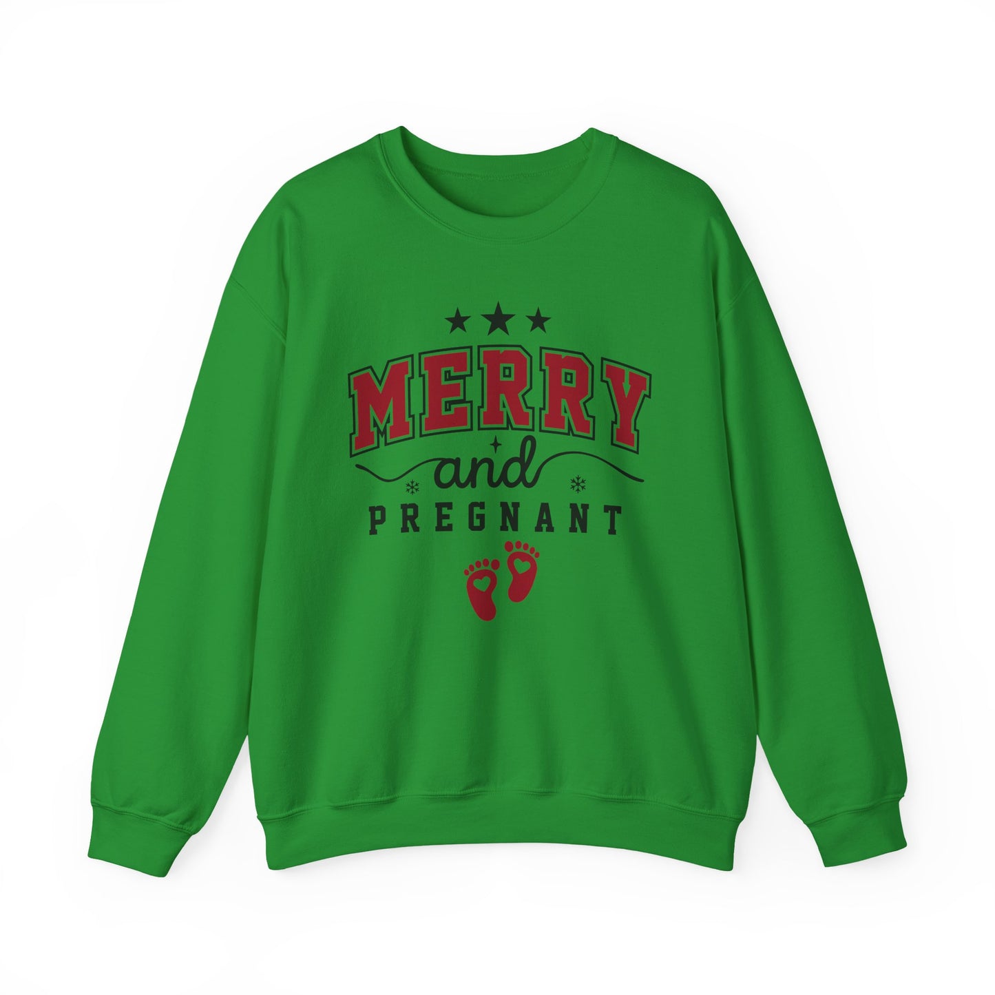 🎄👣 Merry Little Kicking Feet Christmas Maternity Sweatshirt – Cute Holiday Pregnancy Crewneck
