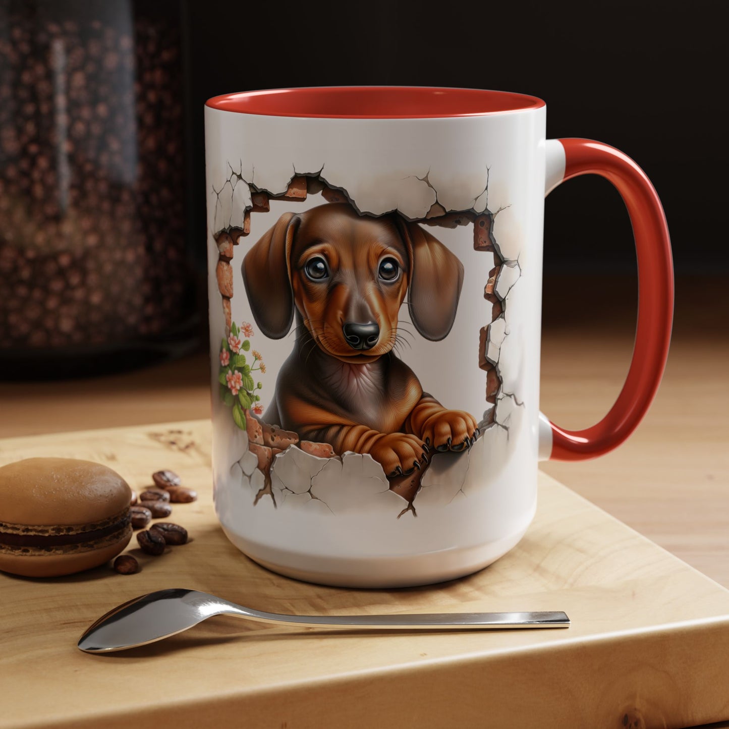 🐾🌭 Dachshund Puppy Accent Mug – Adorable Doxie Coffee Cup ☕❤️
