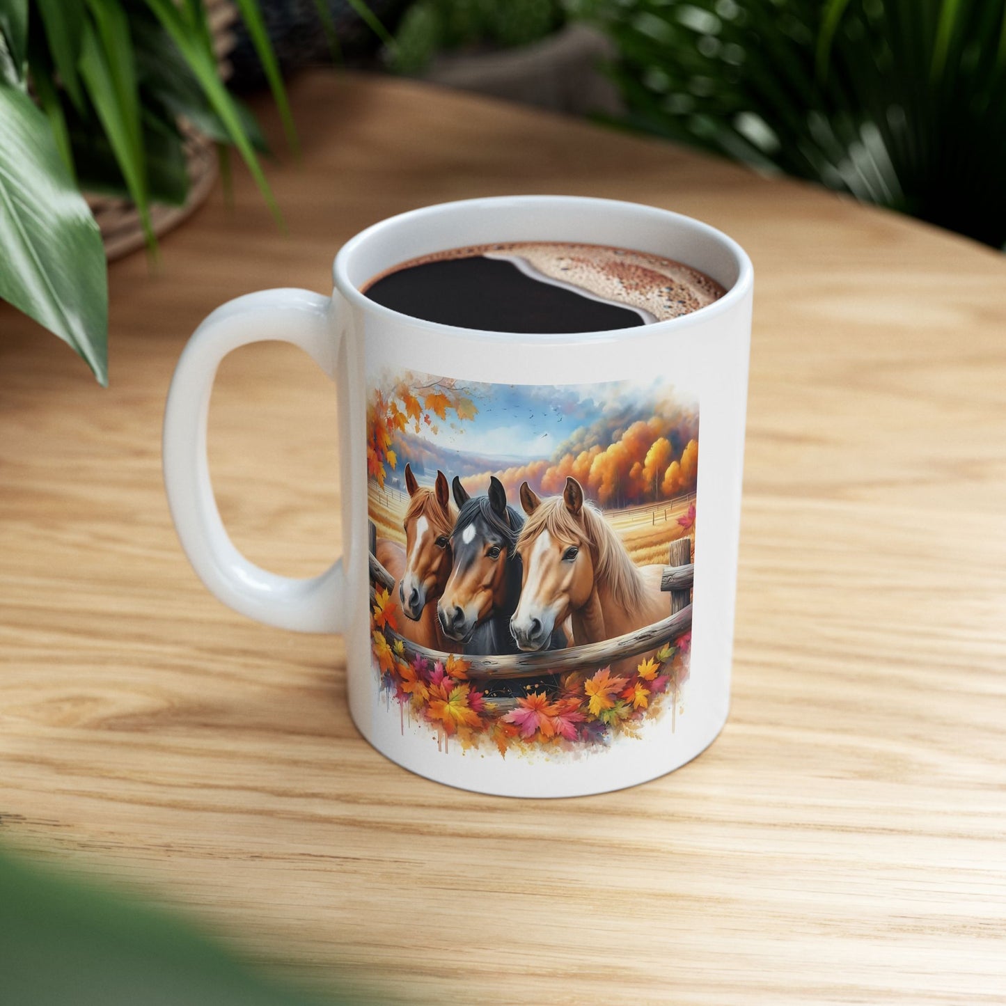 🐴🍂 Autumn Horses Mug – Fall Farm Coffee Cup with Rustic Charm ☕🍁