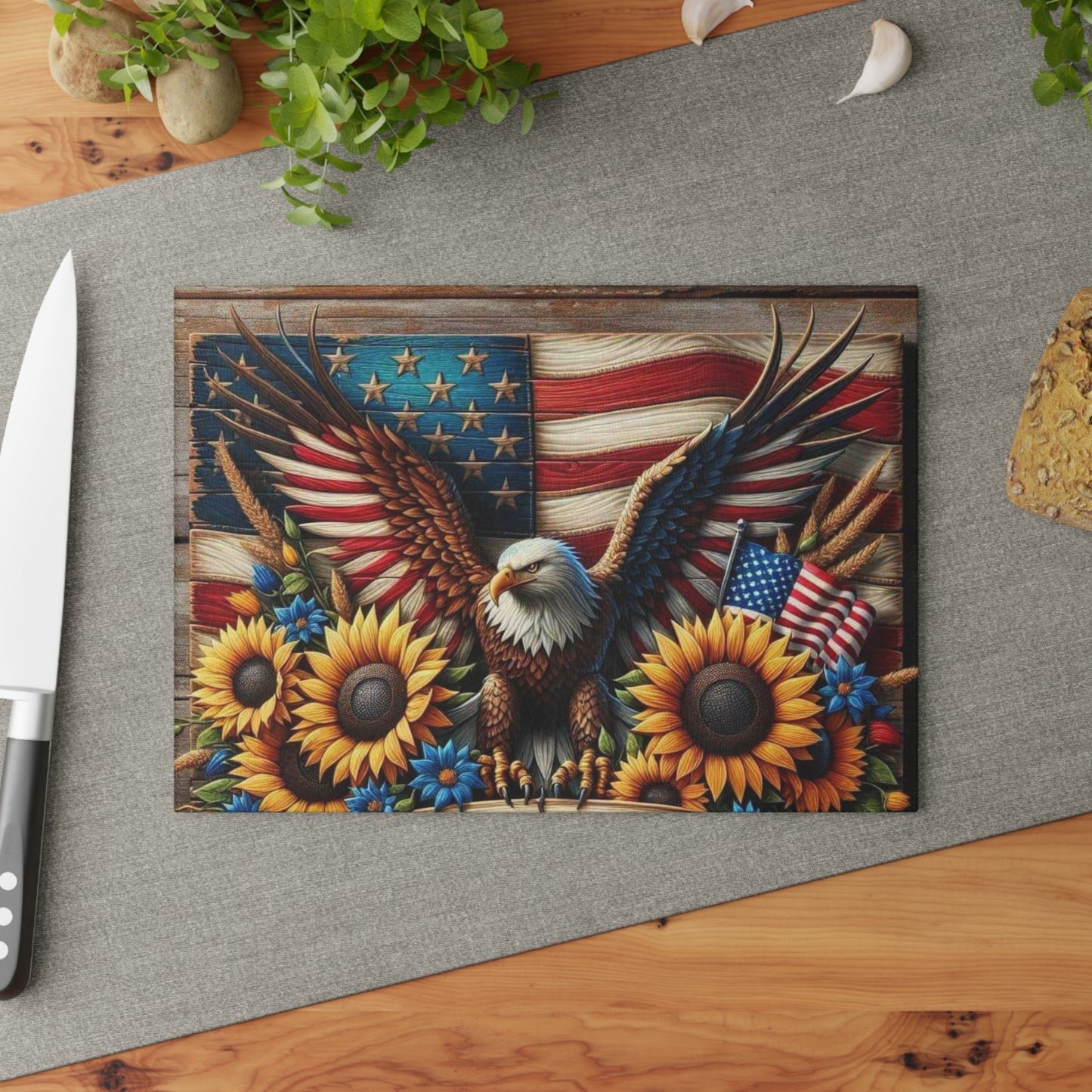 Tabla de cortar con águila, cocina rústica, decoración de vida silvestre, arte de cocina con águila, regalo de águila, águila americana, tabla de charcutería, decoración natural