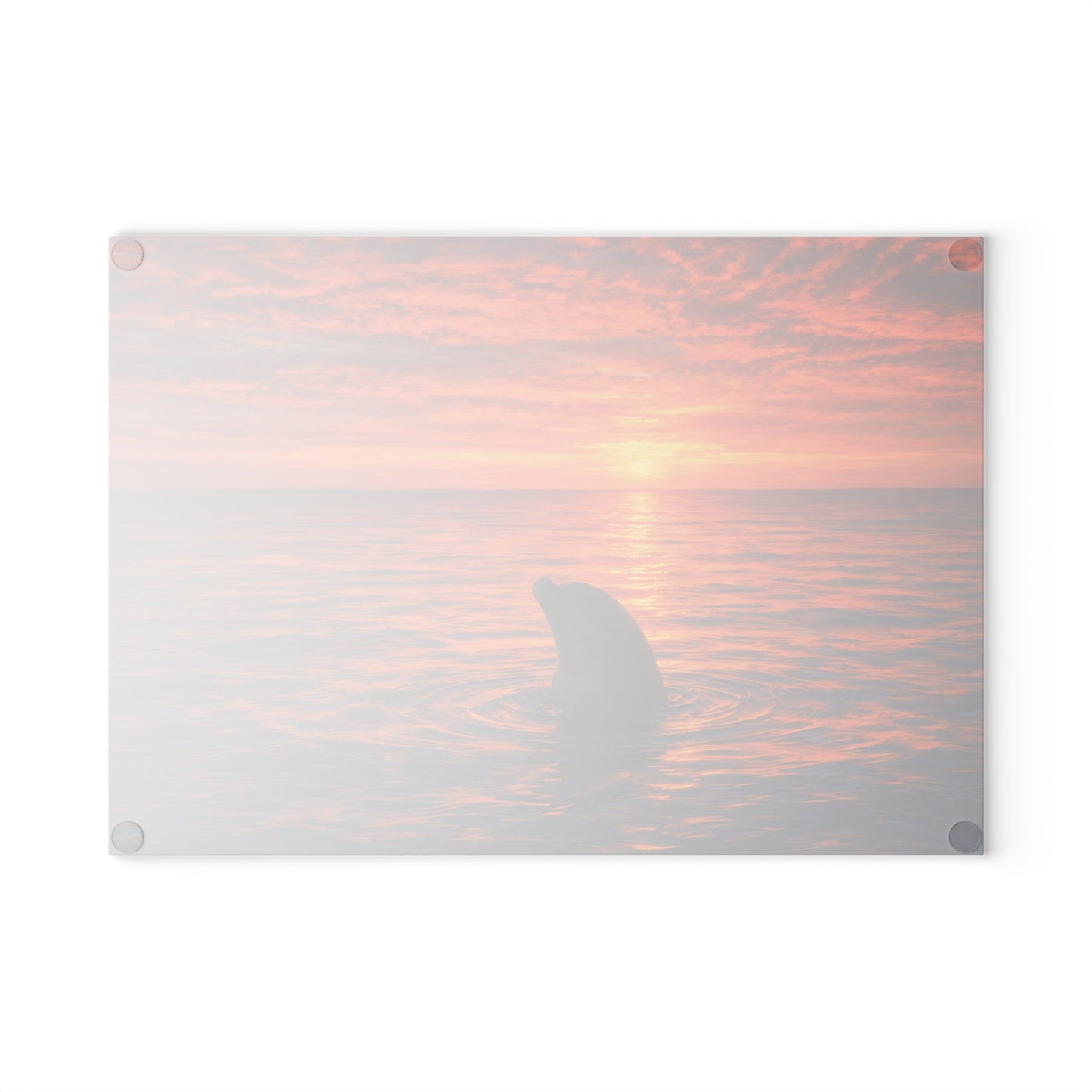 Dolphin Sunset Glass Cutting Board – Ocean Serenity Coastal Kitchen Decor