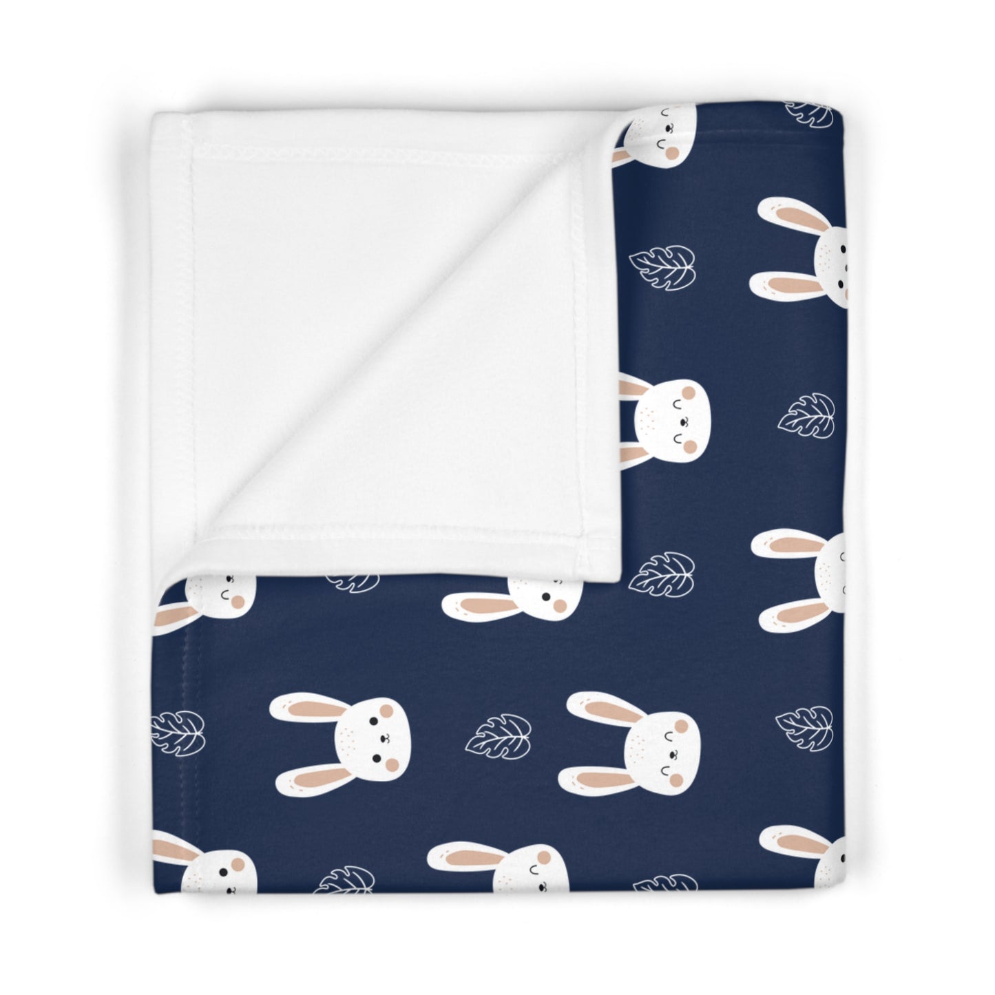 🐰 Velveteen Plush Bunny Blanket – Deep Navy