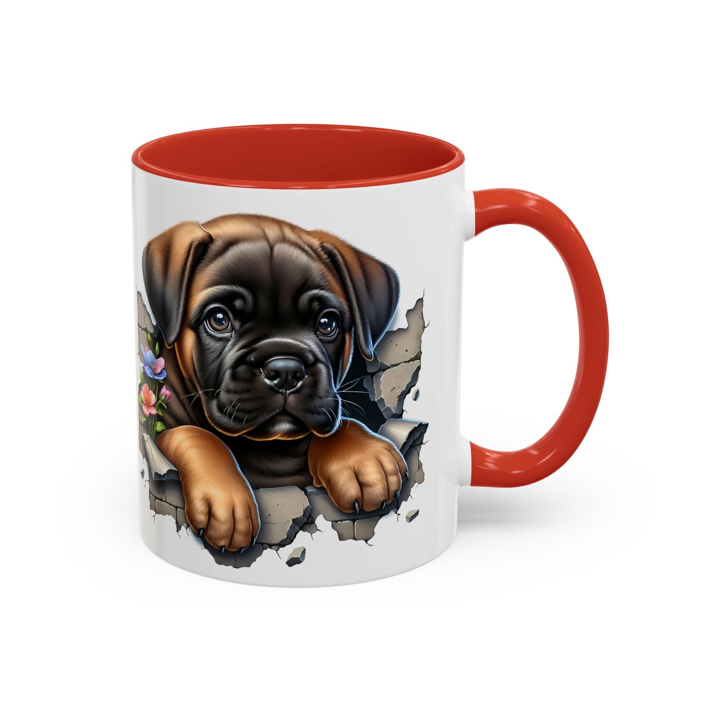 🧡 Boxer Puppy Accent Mug – Adorable Peek-Through Cup for Dog Lovers
