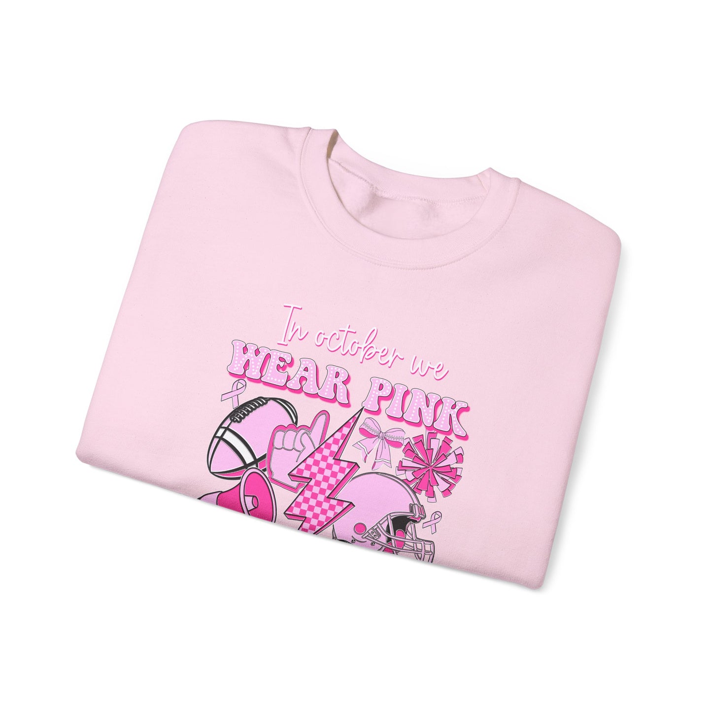 🏈🎀 In October We Wear Pink and Watch Football Sweatshirt – Breast Cancer Awareness Game Day