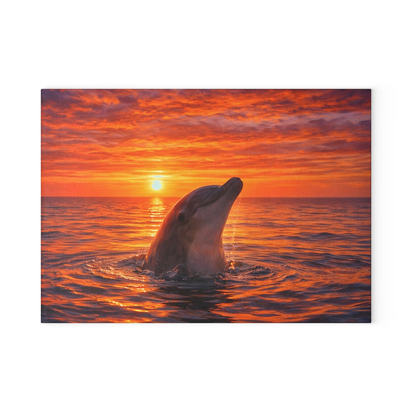 Dolphin Sunset Glass Cutting Board – Ocean Serenity Coastal Kitchen Decor