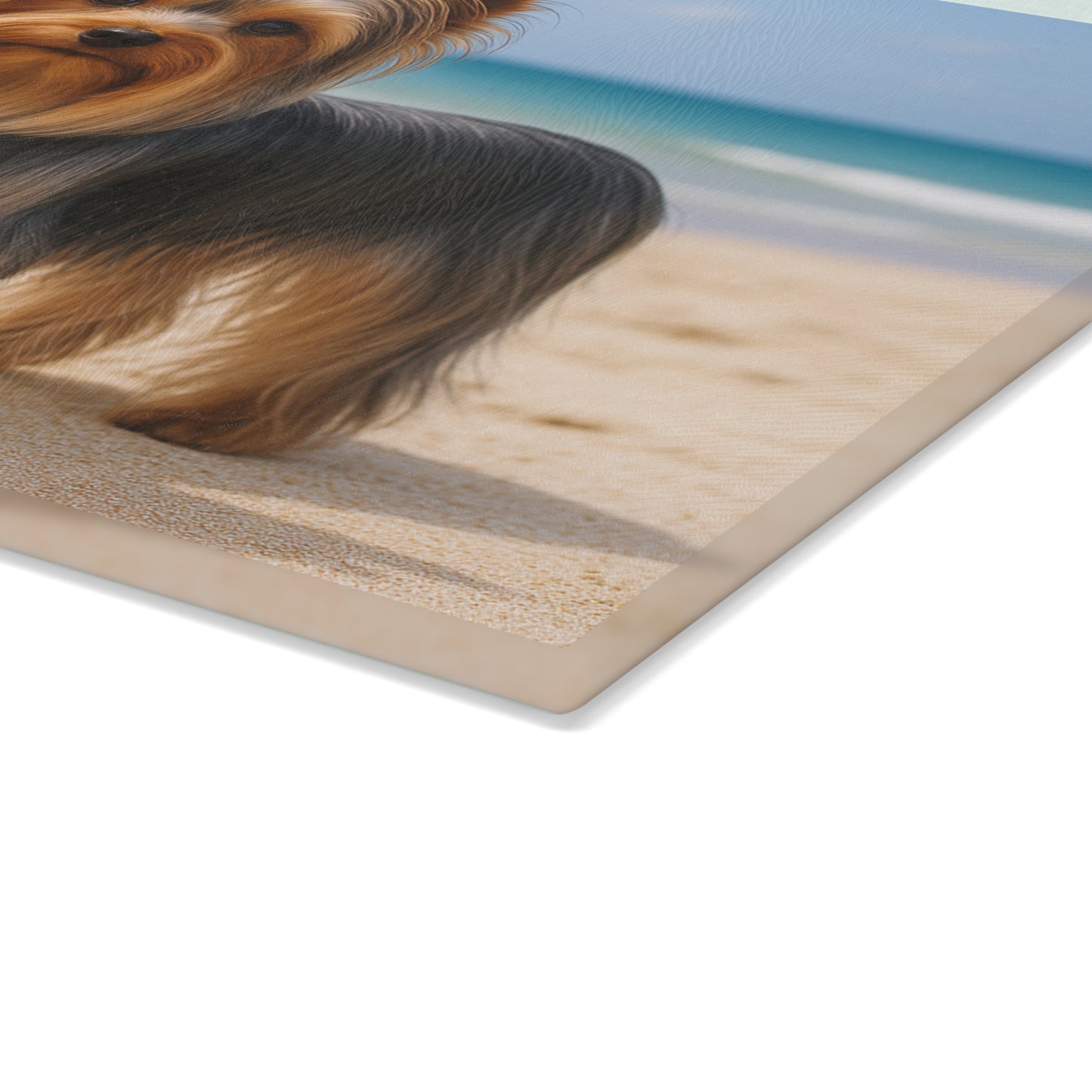 🐾🌊 Yorkie by the Ocean Cutting Board – Breezy Elegance for Your Kitchen 🌴