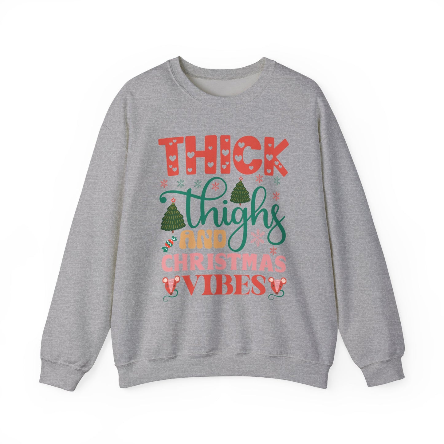 🎄💖 Thick Thighs & Christmas Vibes Crewneck – Cute, Confident & Cozy
