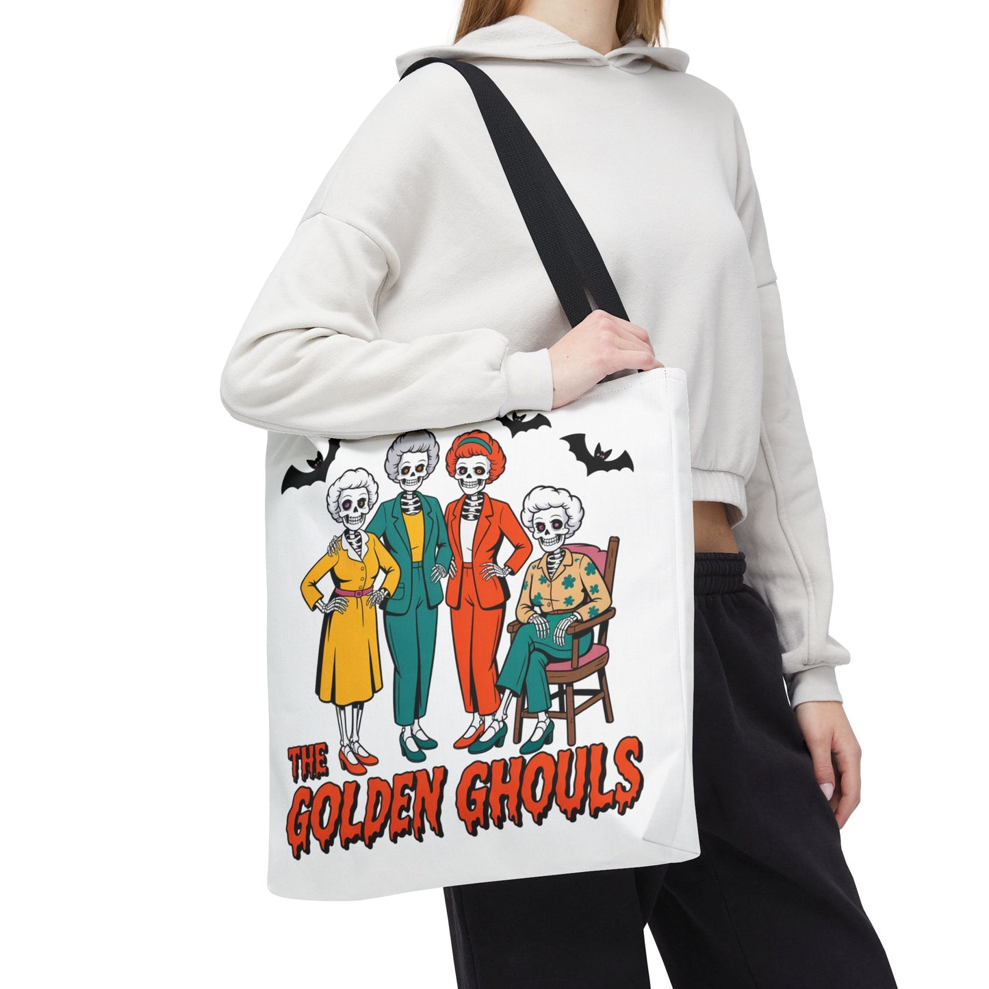 🖤 Retro Skeleton Squad Tote Bag – Spooky Chic Style for Halloween 👻👜