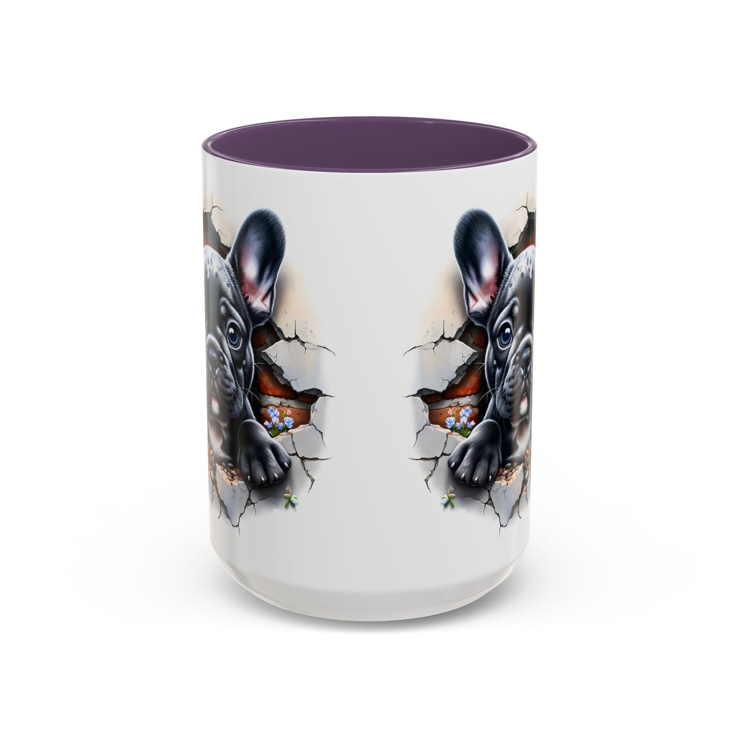 🐾🖤 Black French Bulldog Puppy Accent Mug – Cute Peek-Through Cup for Dog Lovers ☕✨