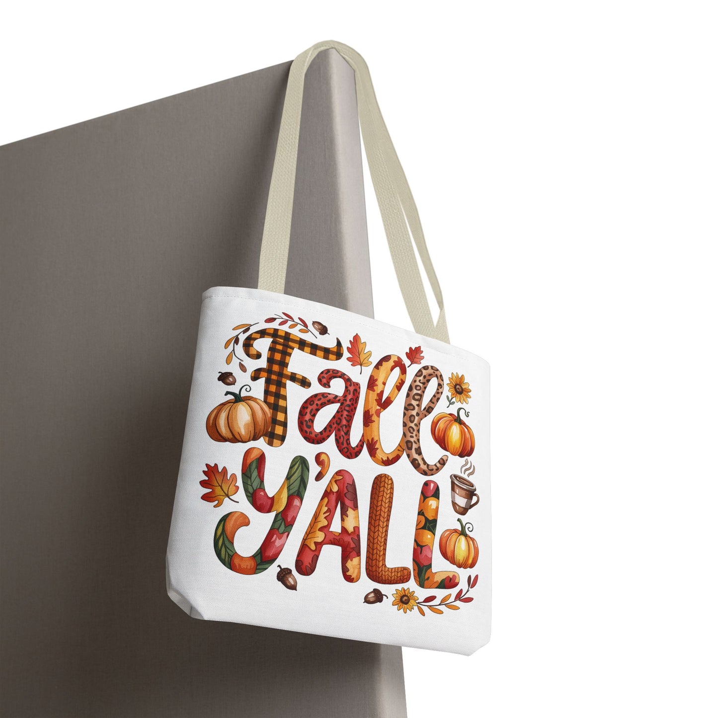 🎃 Fall Y’all Tote Bag – Bold Prints, Cozy Coffee & Pumpkin Cheer 🍂