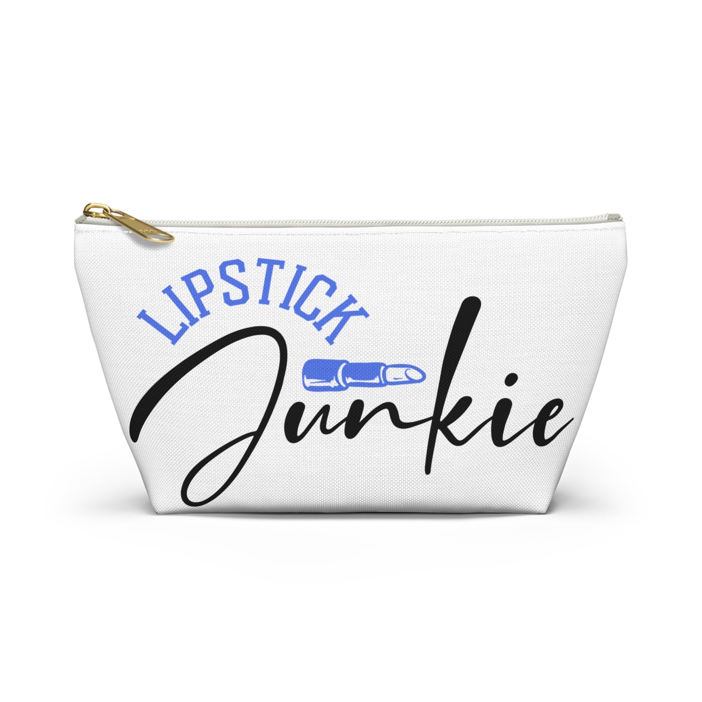 Accessory Pouch – "Lipstick Junkie" Blue Makeup Bag
