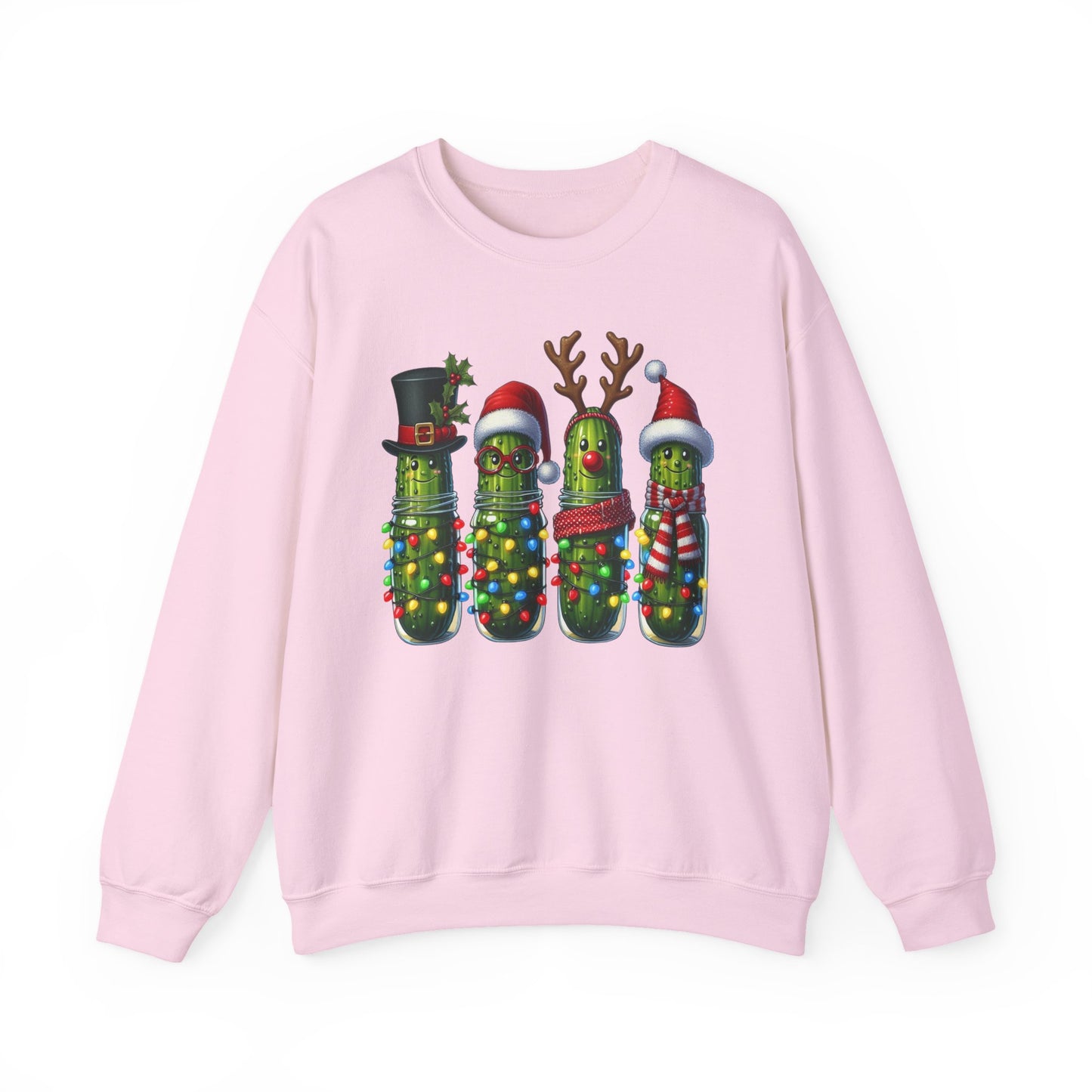 🥒✨ Merry Picklemas Crewneck – Festive Pickle Jars with Holiday Lights