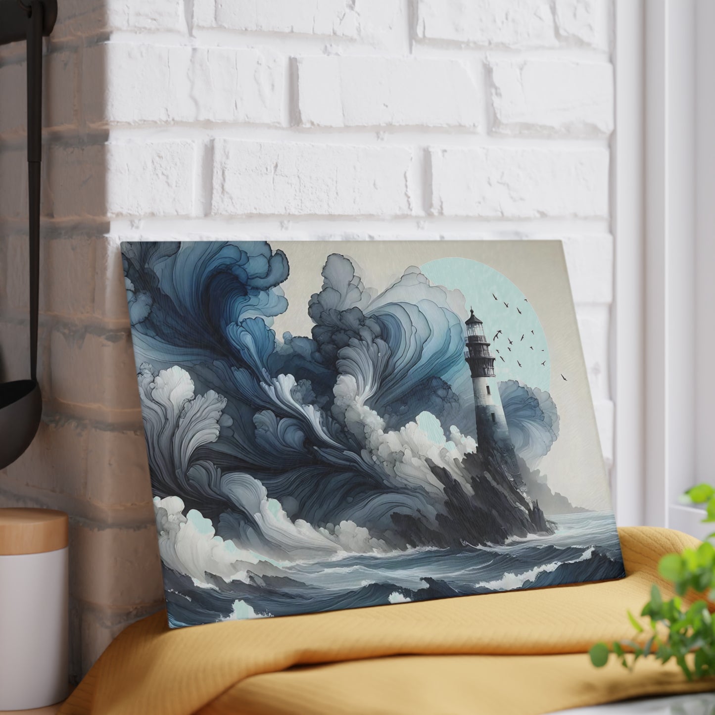 Lighthouse Cutting Board, Charcuterie Board, unique cutting board, Tempered Glass Cutting Board, Housewarming Gift, Custom cutting board