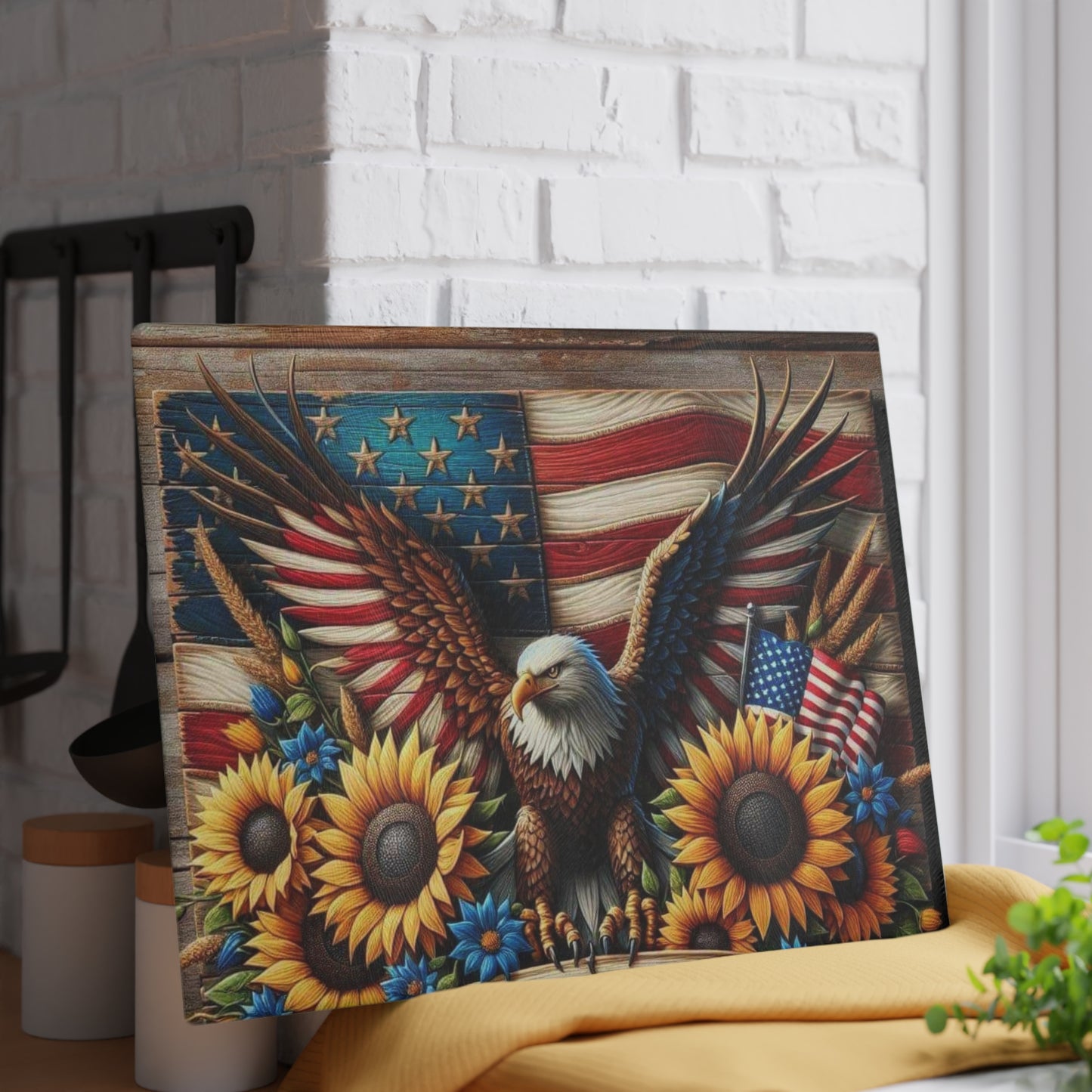 Tabla de cortar con águila, cocina rústica, decoración de vida silvestre, arte de cocina con águila, regalo de águila, águila americana, tabla de charcutería, decoración natural
