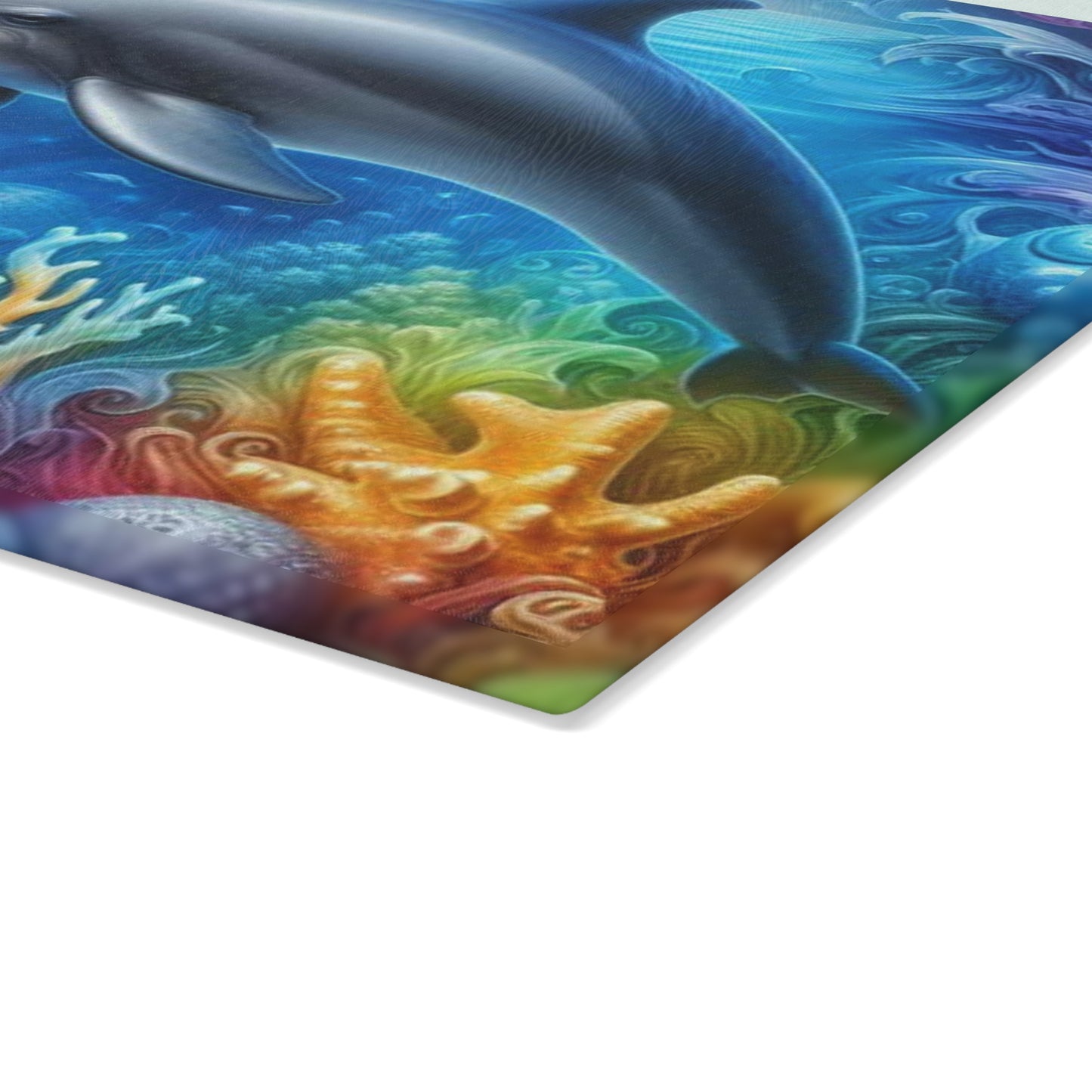 🐬🌊 Coral Reef Dolphin Cutting Board – Ocean Glow for Your Kitchen