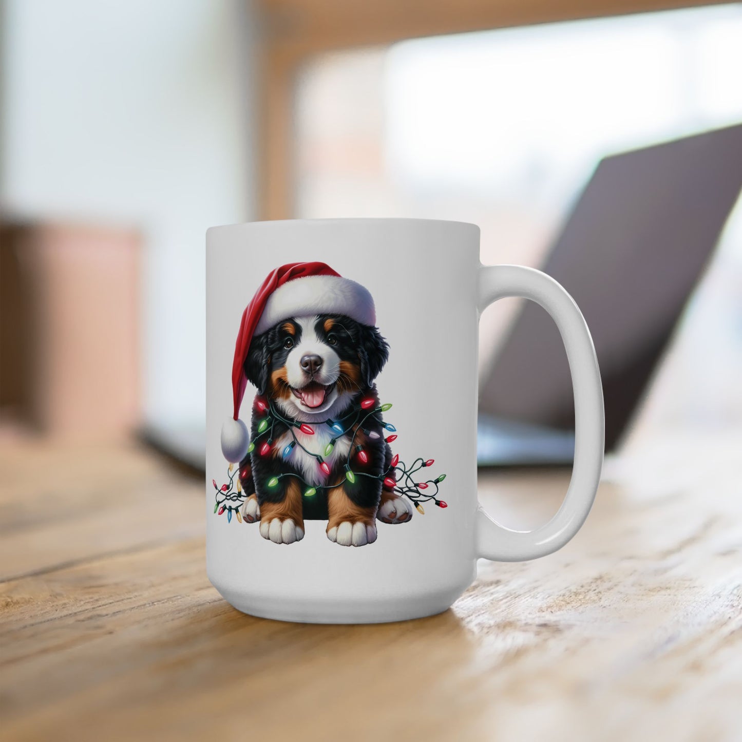 🎄 Bernese Mountain Dog Christmas Lights Mug – Cozy Charm for the Holidays 🐶