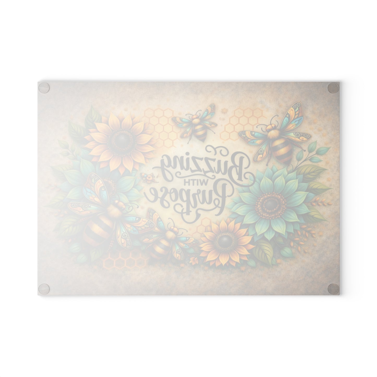 Buzzing with Purpose Glass Cutting Board – Rustic Farmhouse Kitchen Decor