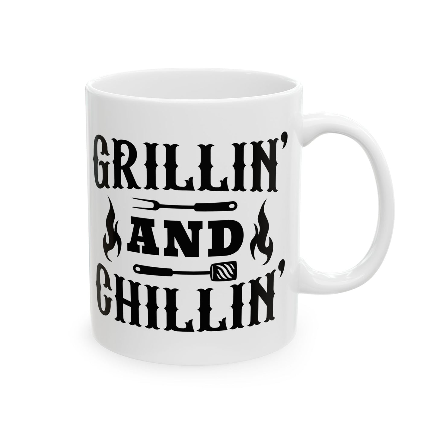 🔥☕ Grillin and Chillin – Funny BBQ Dad Coffee Mug (11oz & 15oz) ☕🔥