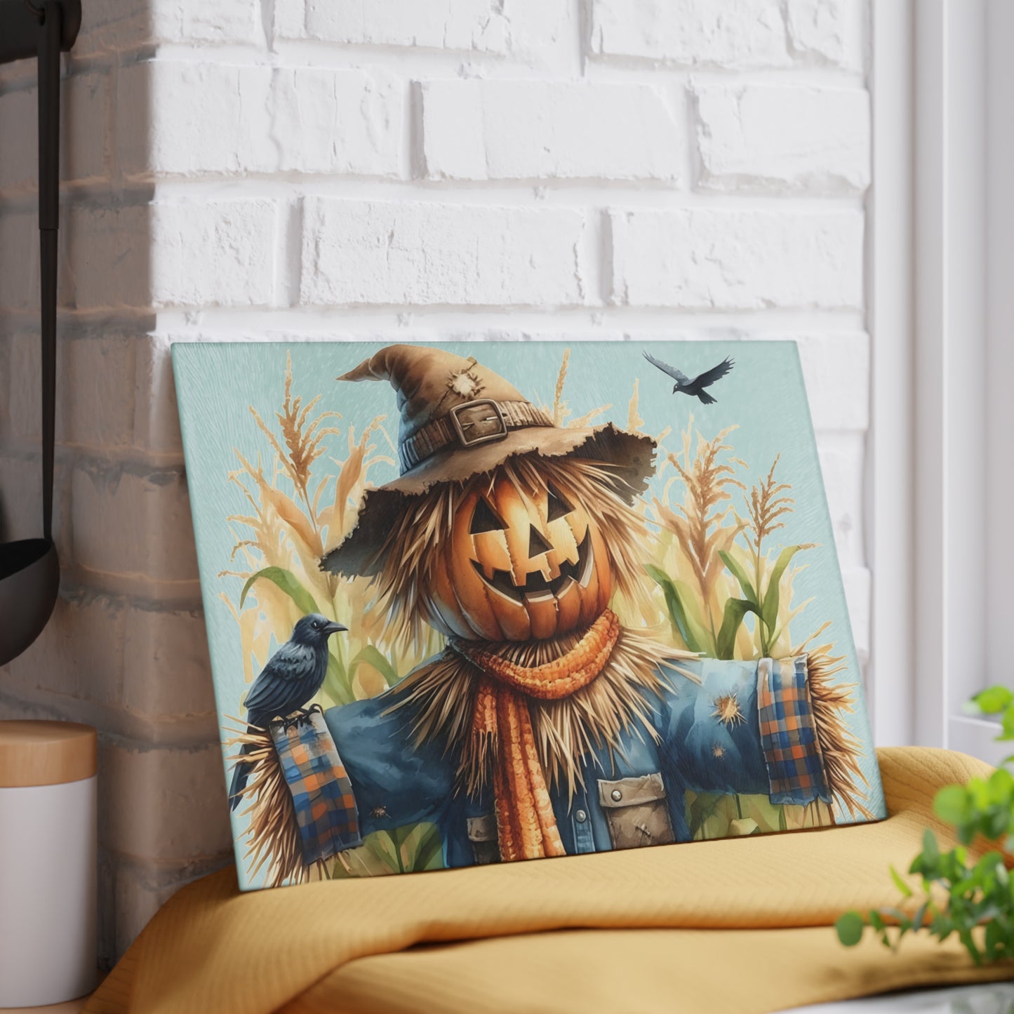 🎃 Pumpkin Scarecrow Cutting Board – Rustic Harvest Charm for Your Kitchen 🌾