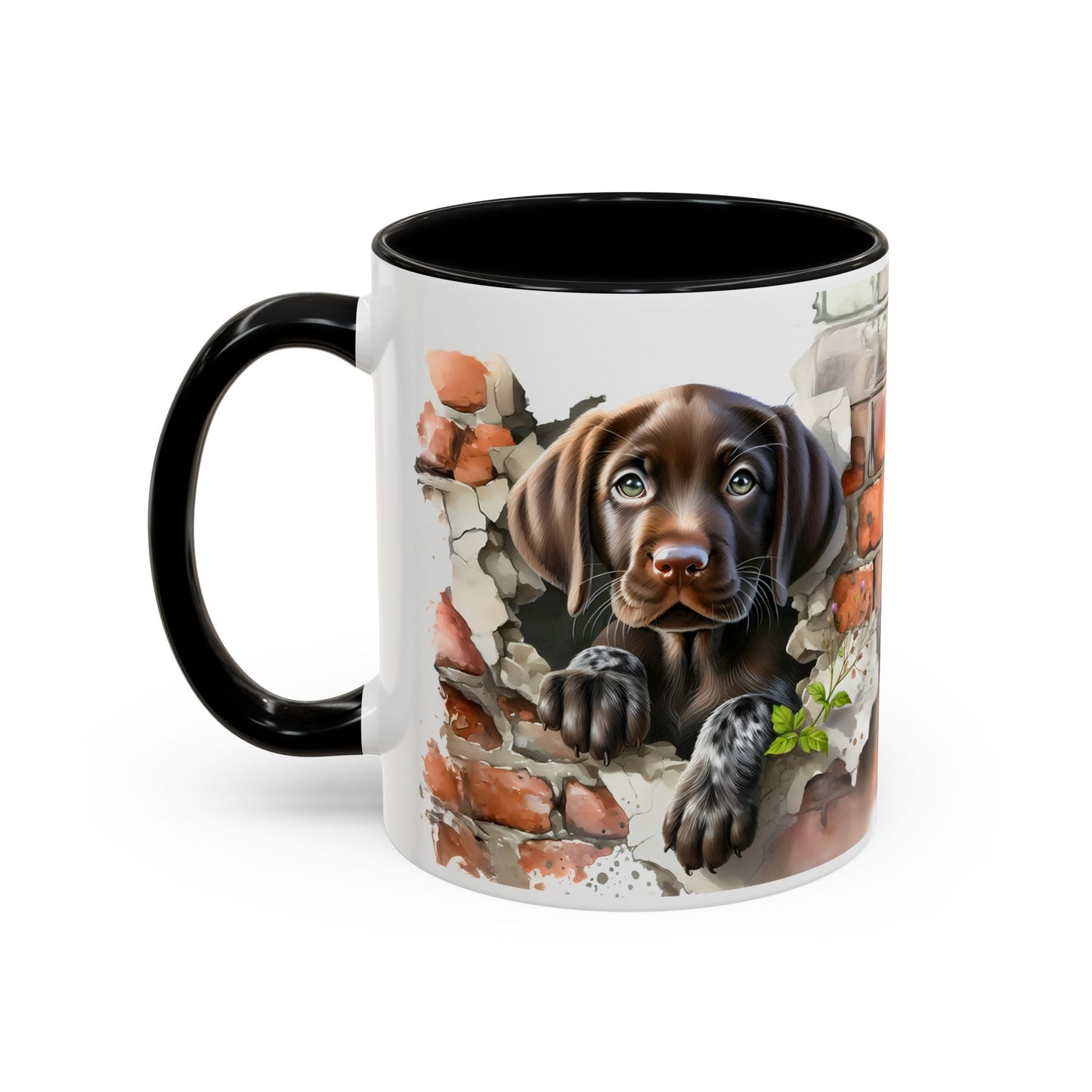 🐶🍫 Chocolate Lab Puppy Accent Mug – Sweet Brown Pup Coffee Cup ☕💛