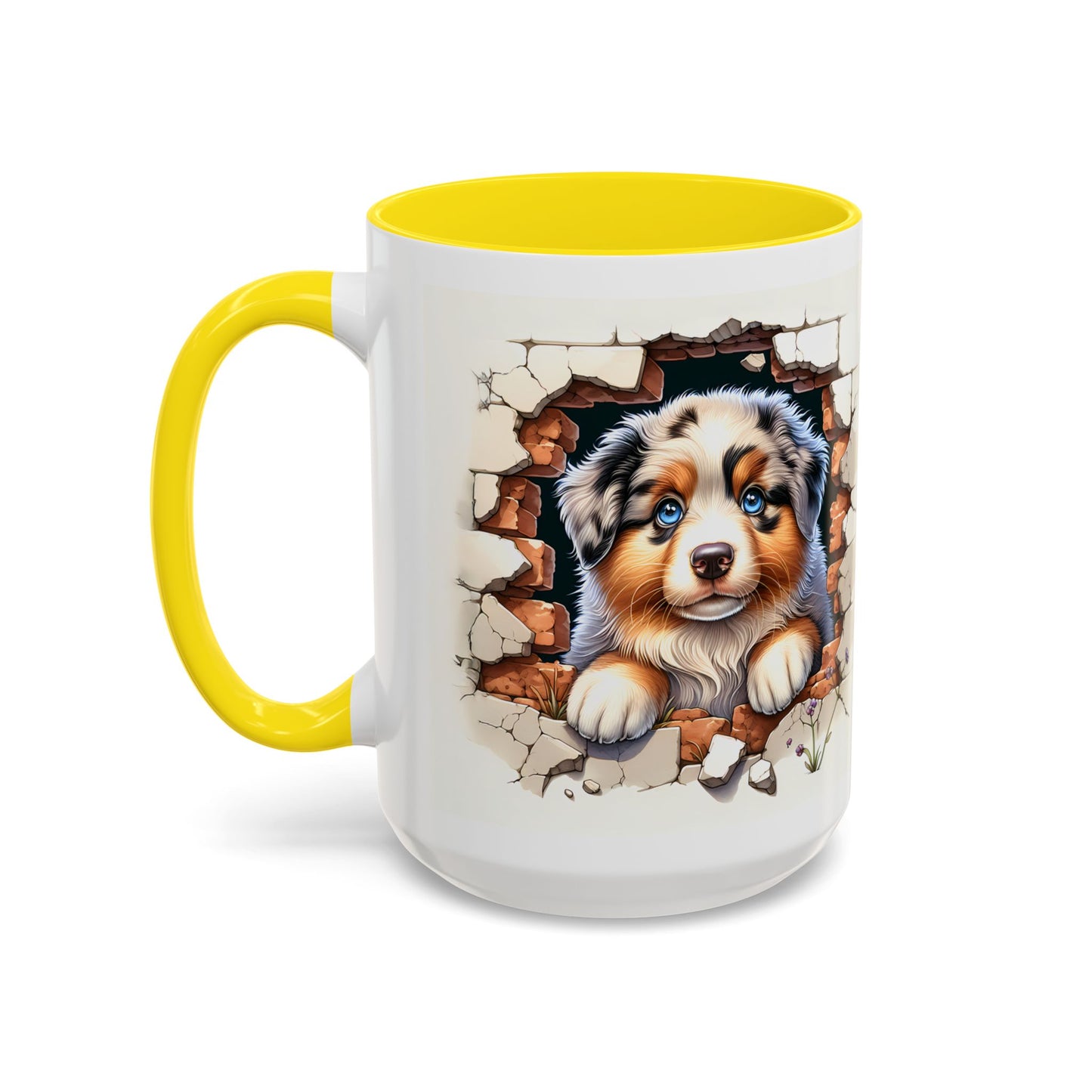 🐾☕ Australian Shepherd Puppy Peek Accent Mug – Blue-Eyed Beauty Dog Lover Gift ✨💙