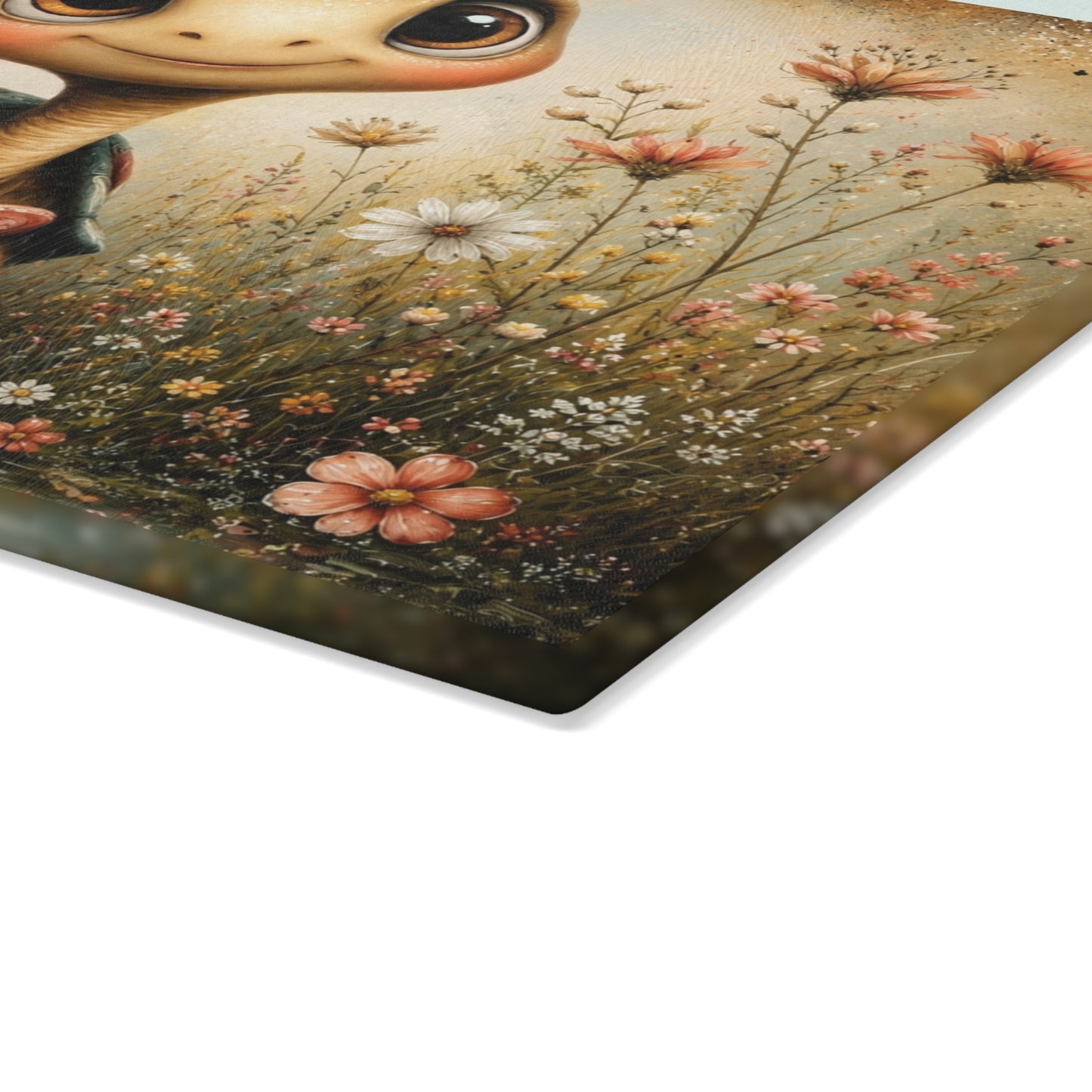 Cute Whimsical Turtle Glass Cutting Board