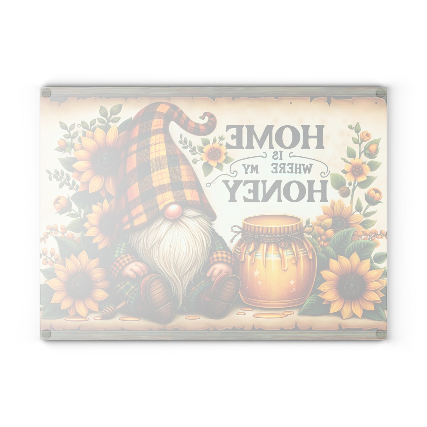 🌻🍯 “Home Is Where My Honey” Sunflower Gnome Cutting Board – Warm Country Charm for Your Kitchen