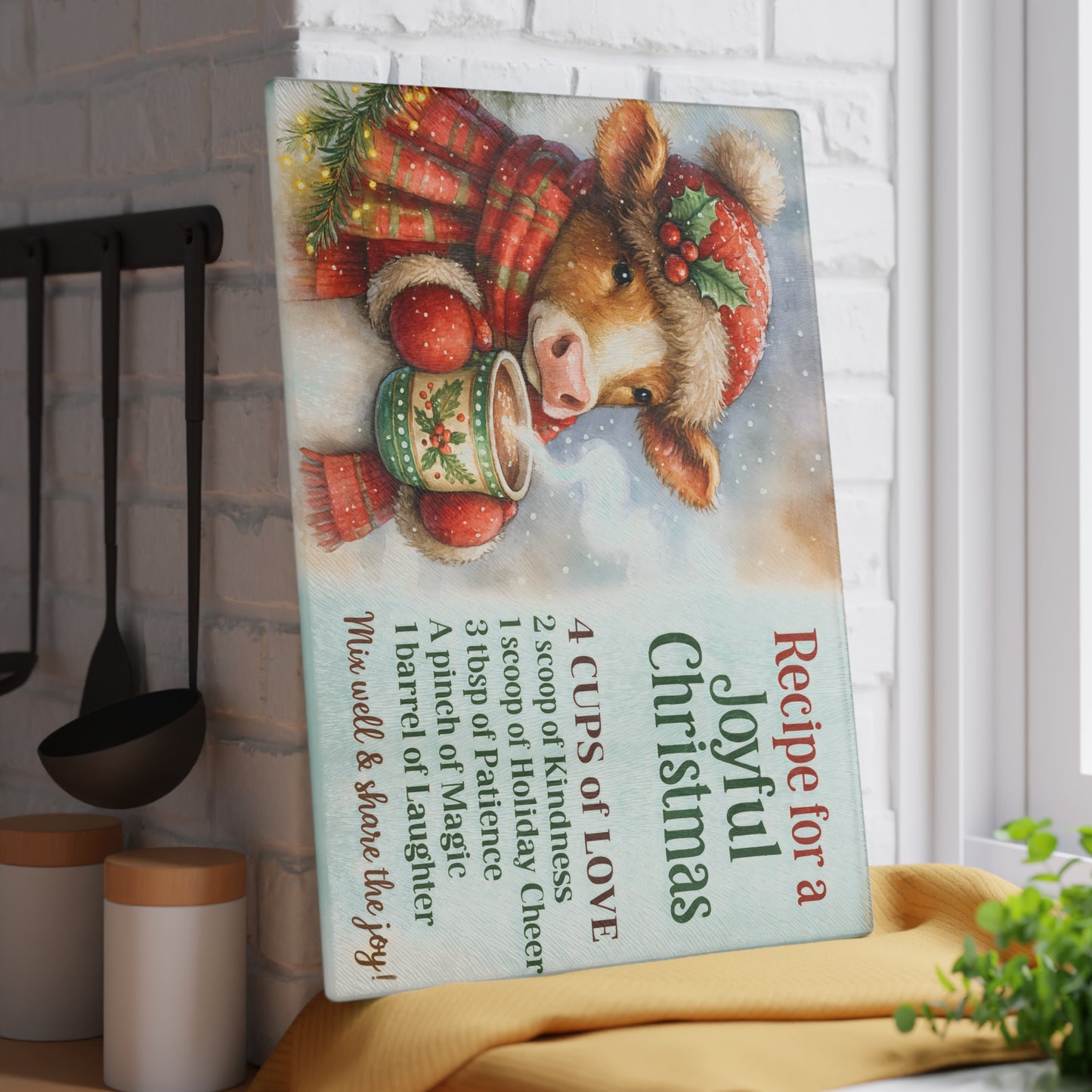 🎄☕ Highland Cow Recipe for a Joyful Christmas Cutting Board – Festive Winter Kitchen Décor ❄️✨