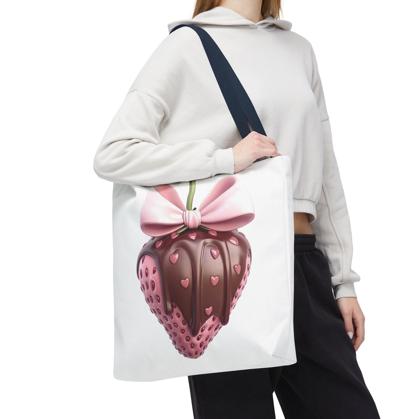 🍓 Chocolate-Dipped Strawberry Tote Bag – Sweet, Romantic & Practical 🍫