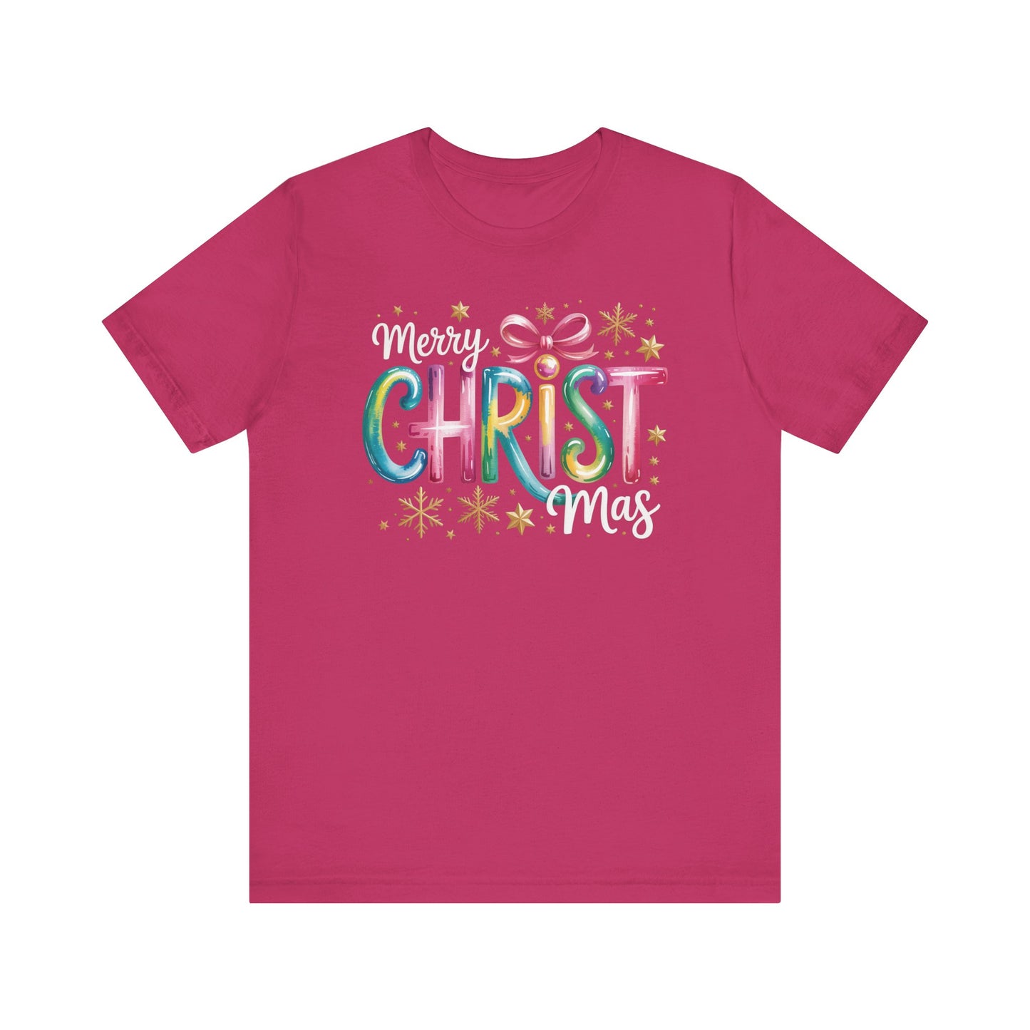 🎄✨ Merry Christmas Glow Lettering T-Shirt – Festive & Bright Holiday Style 🎁🌟