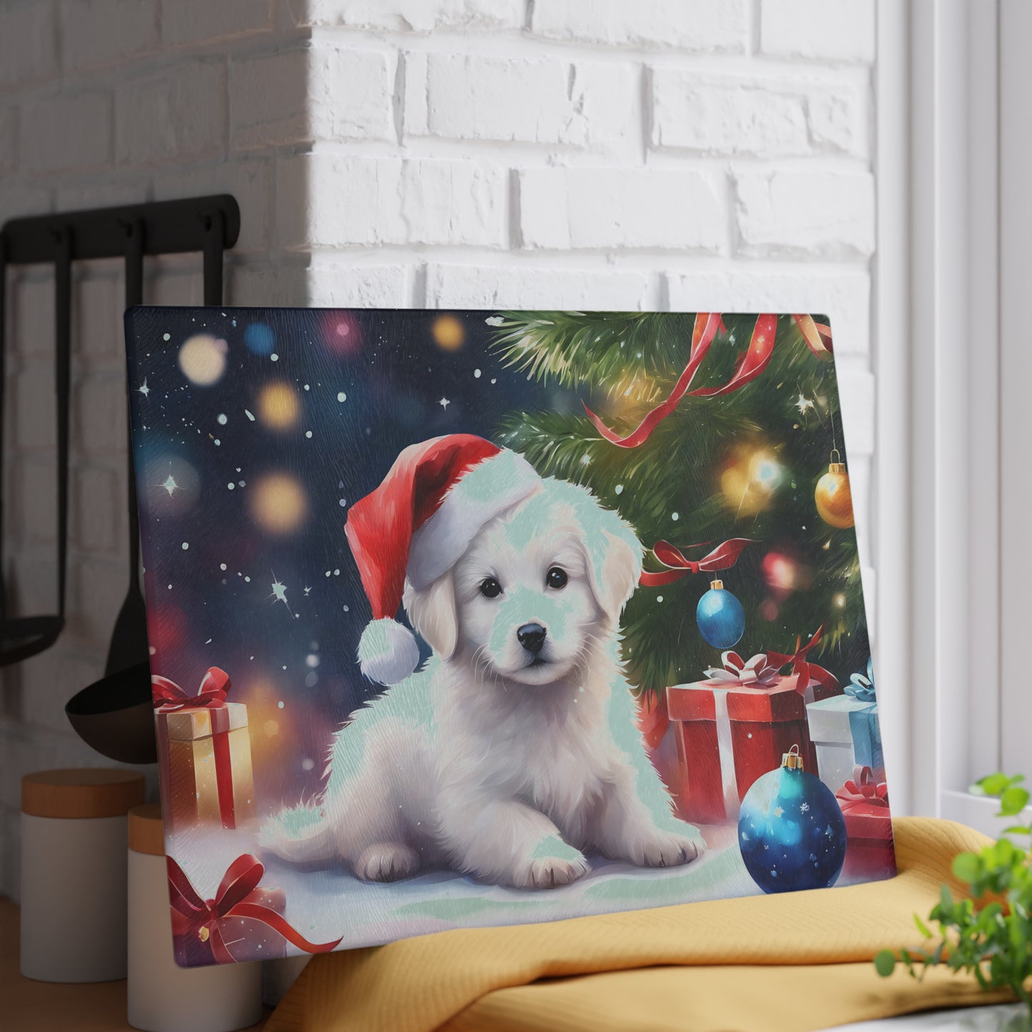 🎄🐾 Christmas Puppy Cutting Board – Holiday Cheer for Your Kitchen 🎁