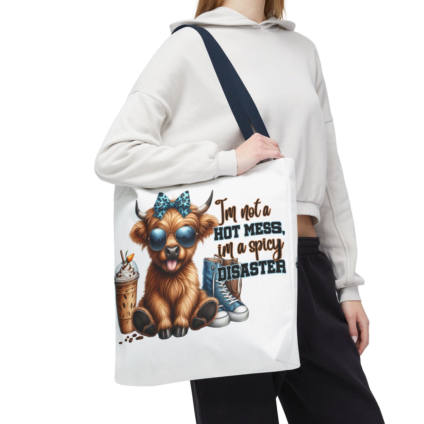 Bolsa de tela Highland Cow: «No soy un desastre picante, soy un desastre picante».