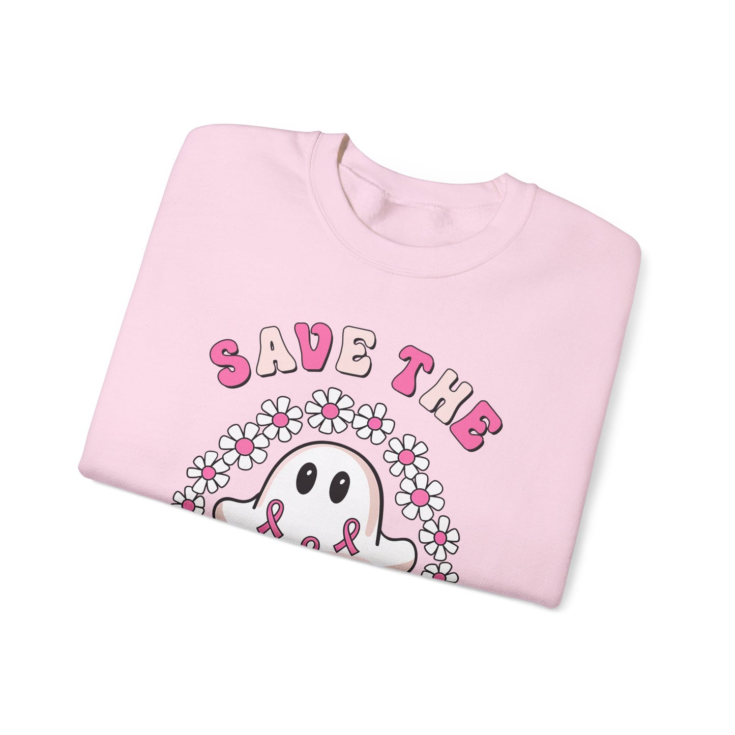 👻🎀 Save the Boobies Ghost Sweatshirt – Cute Breast Cancer Awareness Crewneck