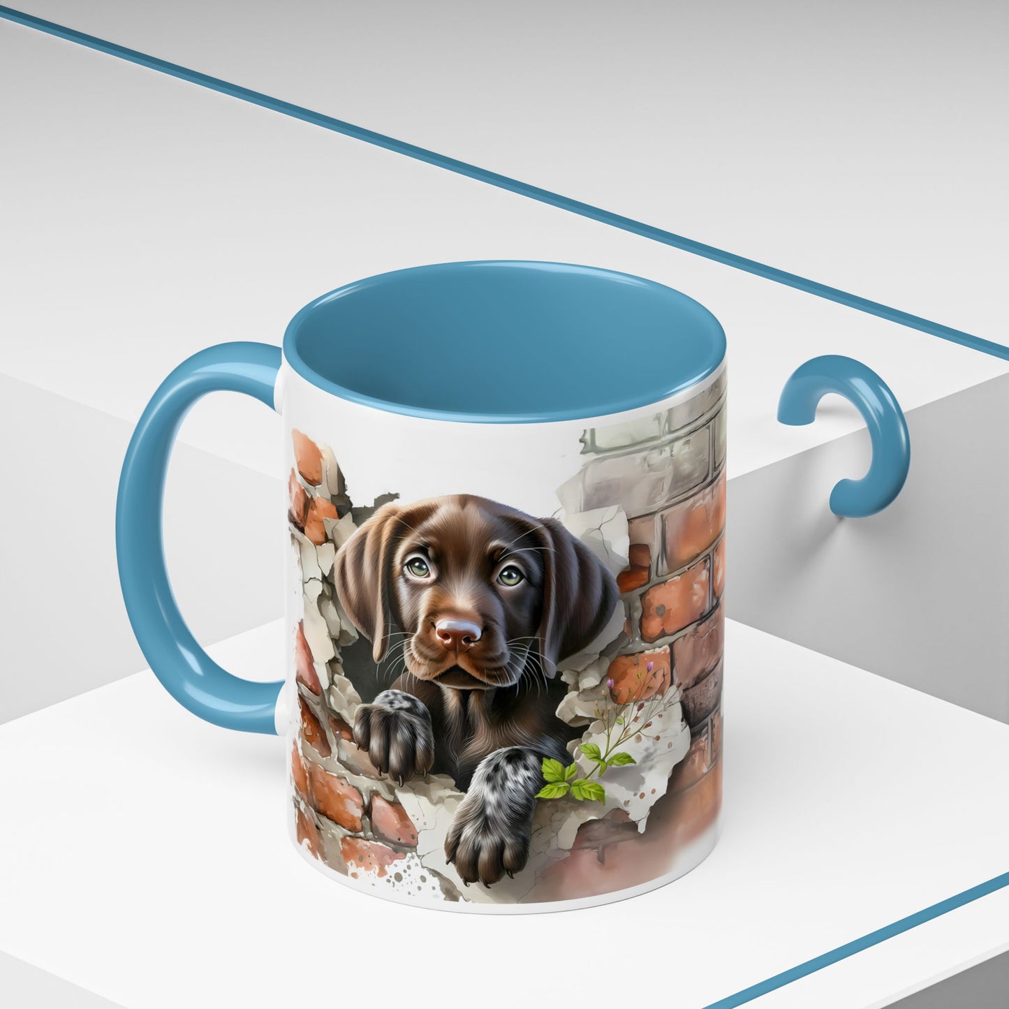 🐶🍫 Chocolate Lab Puppy Accent Mug – Sweet Brown Pup Coffee Cup ☕💛