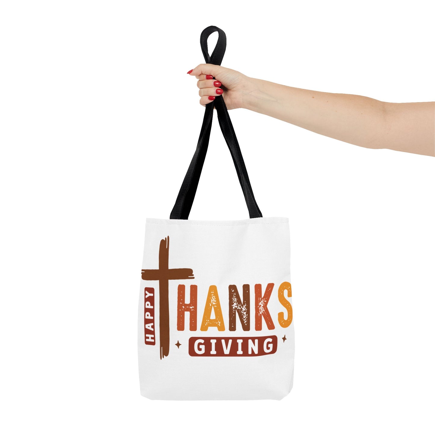 ✝️ Happy Thanksgiving Cross Tote – Faith & Gratitude in Fall Colors 🍂