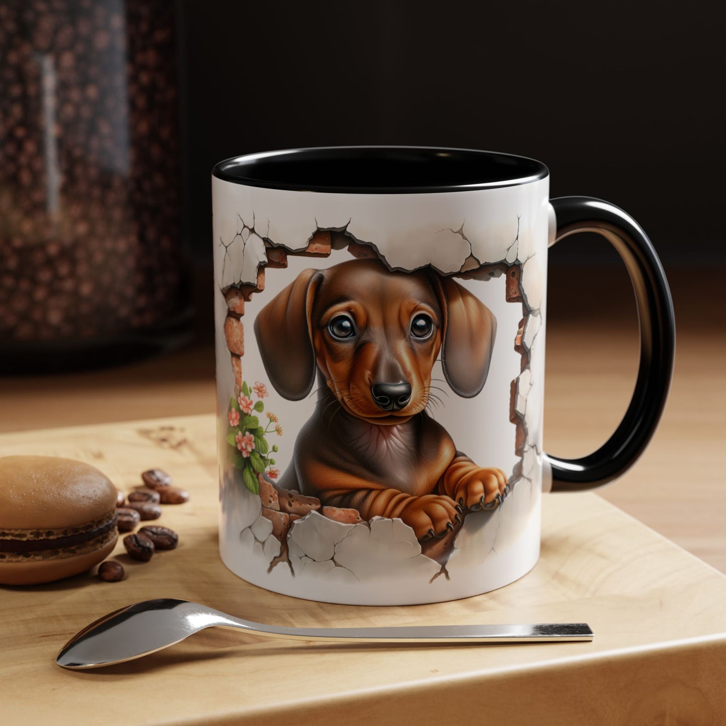 🐾🌭 Dachshund Puppy Accent Mug – Adorable Doxie Coffee Cup ☕❤️
