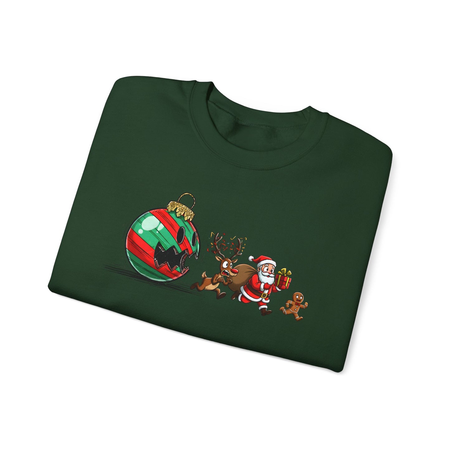 🎄🎅 Santa’s Great Ornament Escape Sweatshirt – Funny Christmas Crewneck for Holiday Laughs
