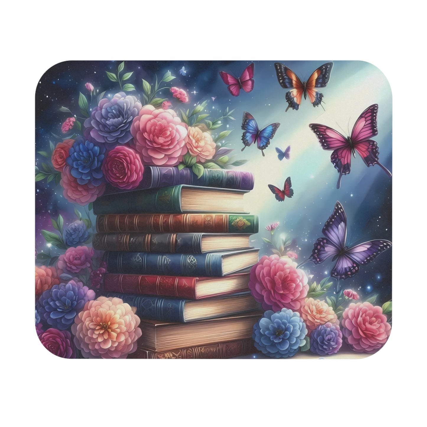 🖱️📚 Butterfly & Books Mouse Pad – Whimsical Reading Nook Desk Art