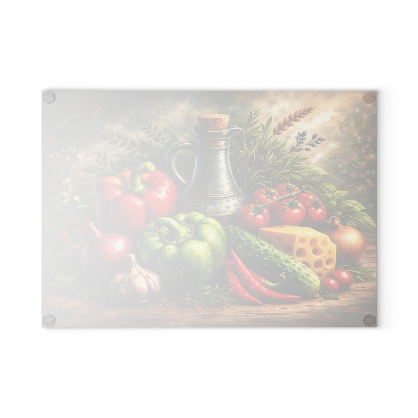 Rustic Farm Fresh Vegetable Glass Cutting Board – Gourmet Garden Kitchen Decor