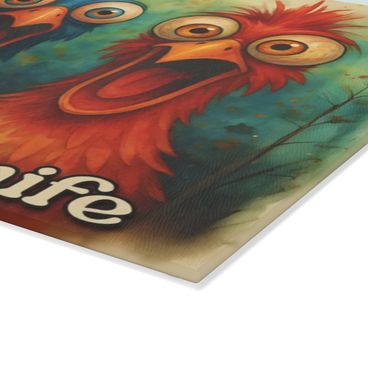 🐔✨ “Cozy Kitchen Birds” Glass Cutting Board – Warm Charm for Everyday Cooking