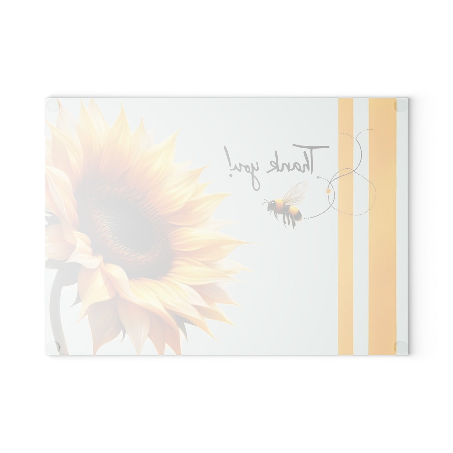 ¡Gracias! Tabla de cortar de vidrio con diseño de girasol y abeja: decoración floral brillante para la cocina