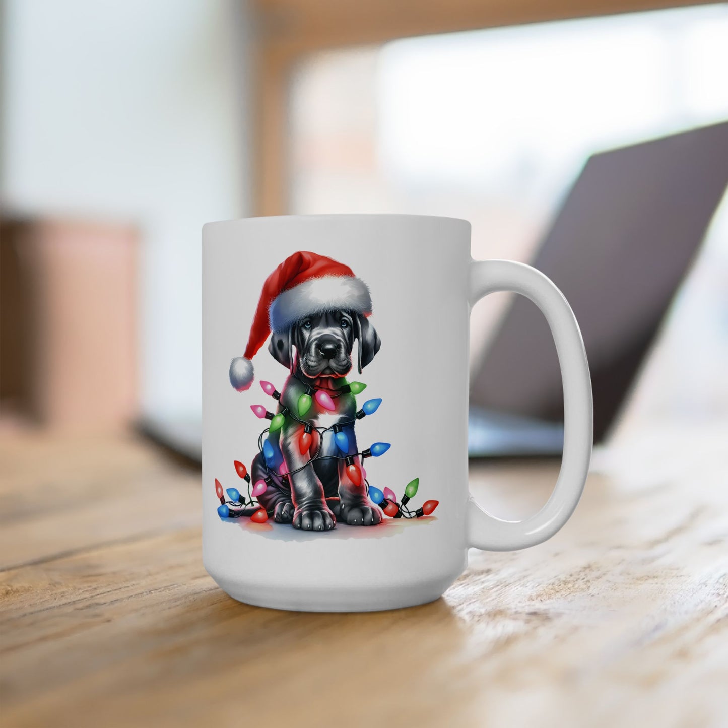 🎄 Great Dane Christmas Lights Mug – Festive Pup Charm in Every Sip 🎄