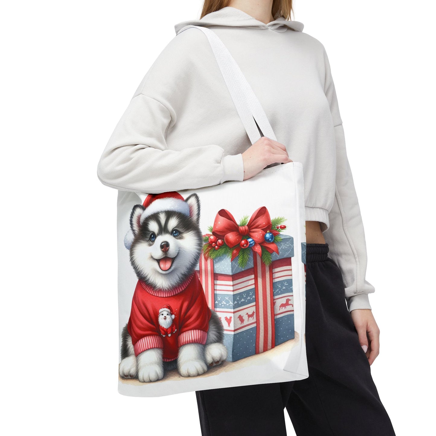 🎁 Christmas Husky Tote Bag – Festive Pup & Holiday Cheer in Every Carry 🎄