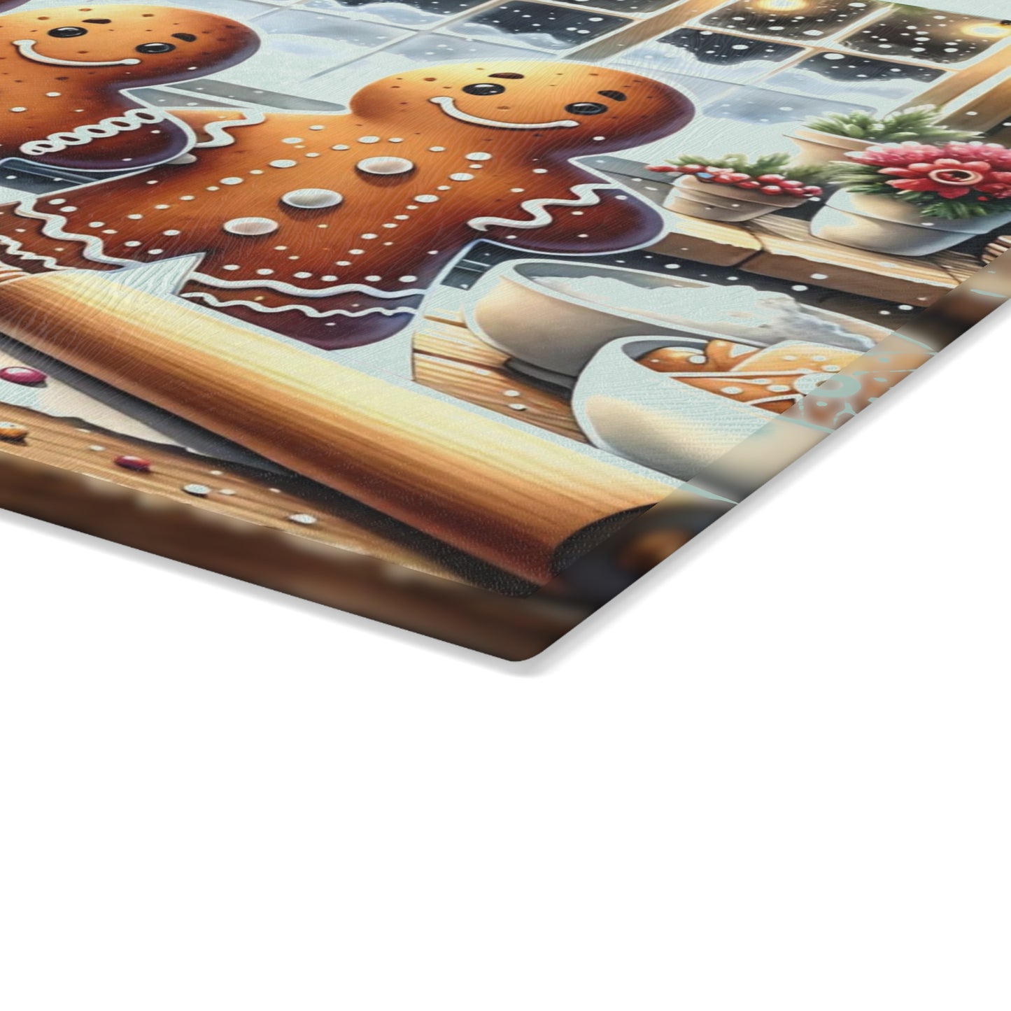 🍪❄️ “Gingerbread Bake Squad” Glass Cutting Board – Cozy Holiday Cheer for Your Kitchen