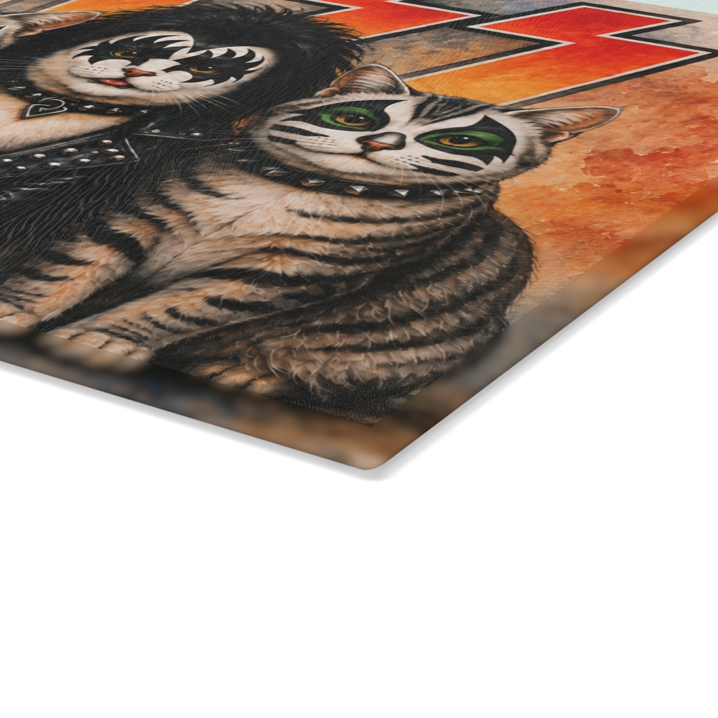 Hissing Cats Glass Cutting Board – Funny Cat Artwork for Cat Lovers