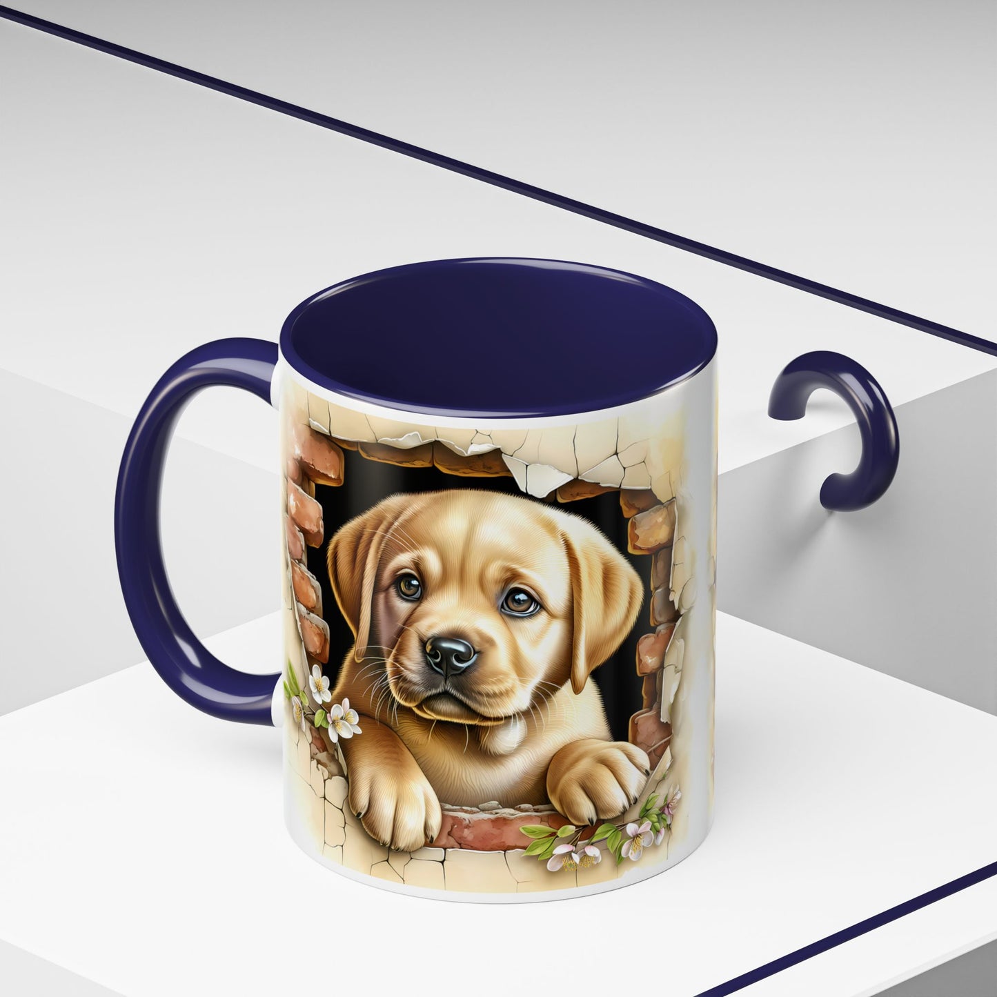 🐶☕ Labrador Puppy Peek Accent Mug – Sweet Yellow Lab Lover Gift ✨💛