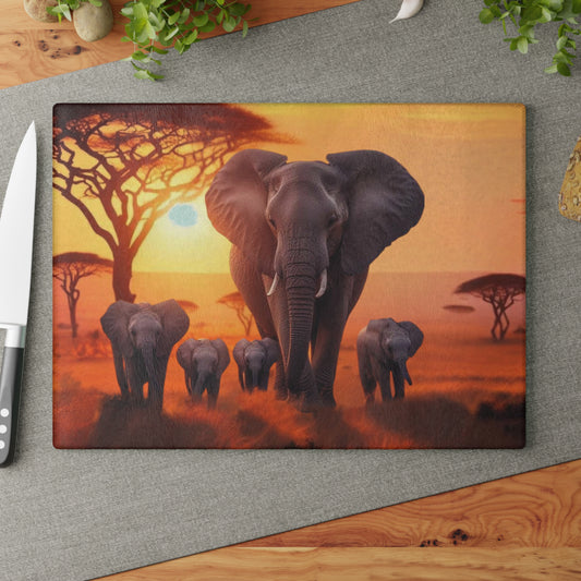 Tabla de cortar de elefante, elefantes bebés, decoración de vida silvestre, cocina con temática animal, regalo familiar, temática de safari, tabla de charcutería, amante de los elefantes