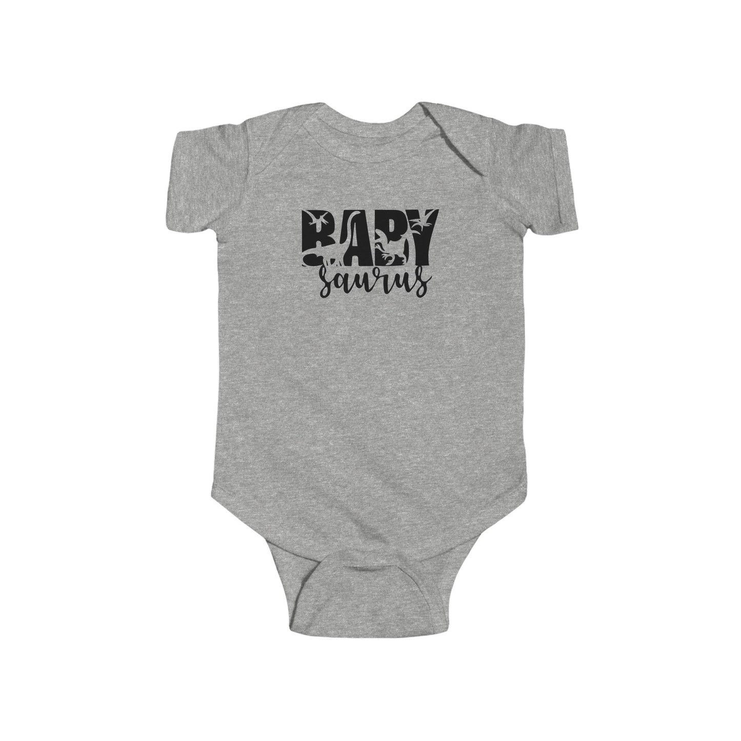 Baby Saurus Dinosaur Infant Bodysuit | Cute Baby Onesie with Dino Silhouettes | Available in Multiple Colors and Organic