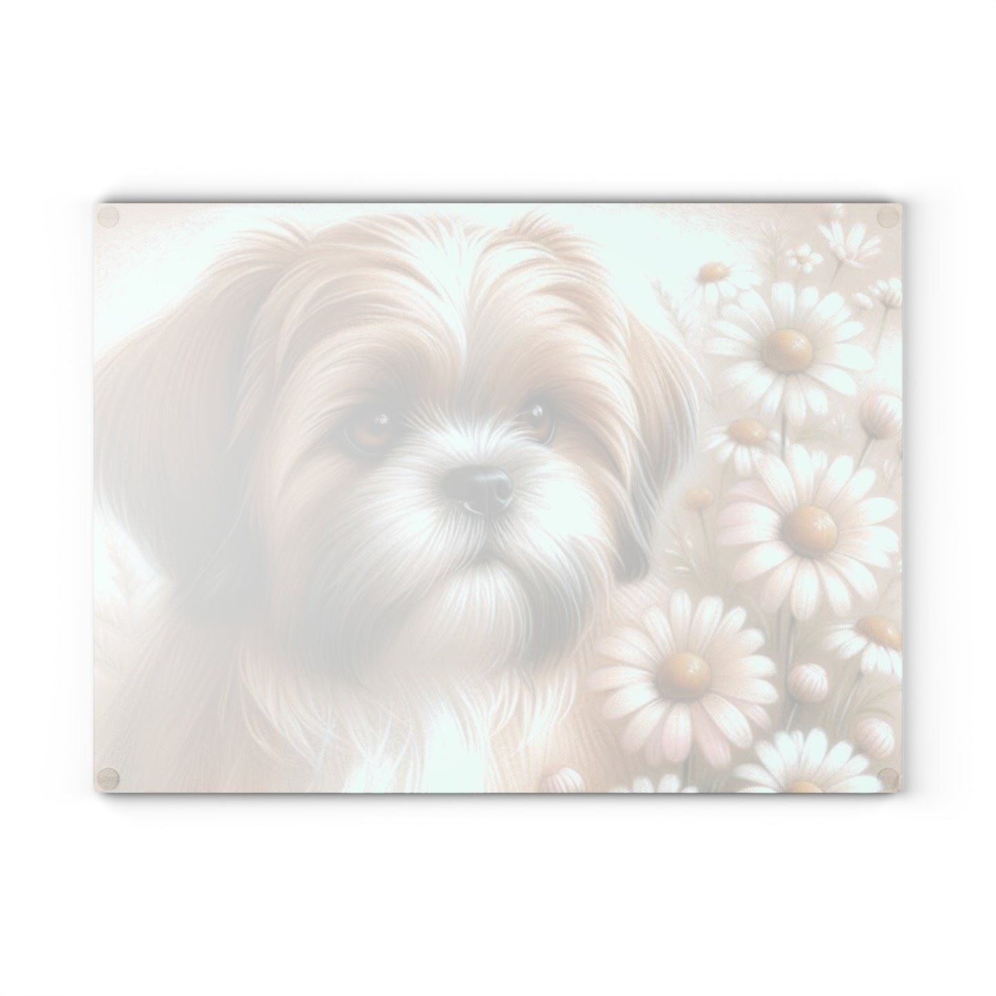 🐾 Shih Tzu & Daisies Cutting Board – Sweet Charm for Your Kitchen 🐶🌼
