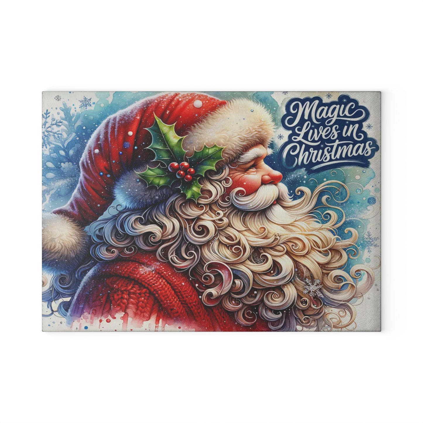 🎅✨ “Christmas Spirit” Glass Cutting Board – Festive Cheer for Your Holiday Kitchen